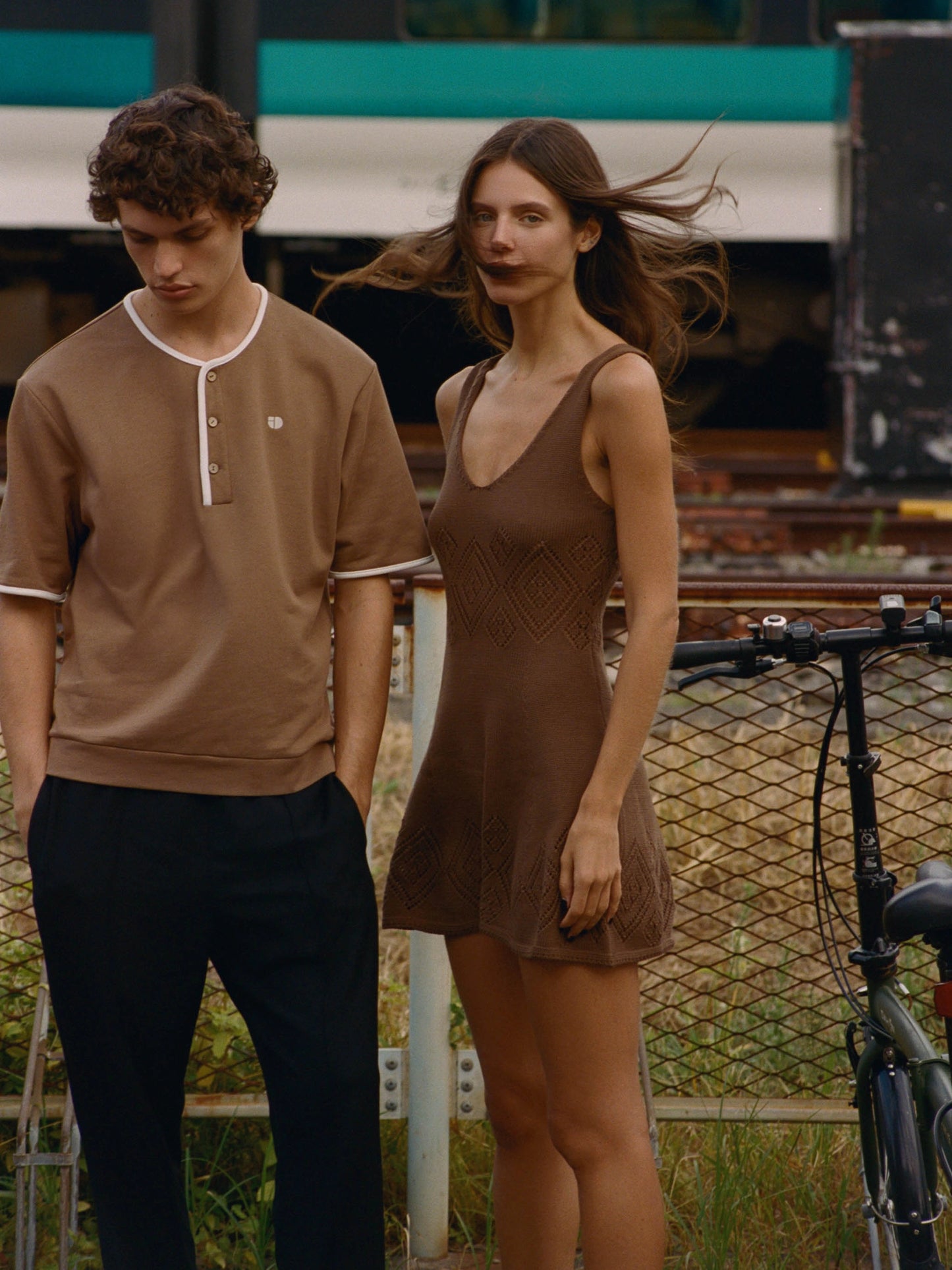 Bound Neck Shirt - Brown