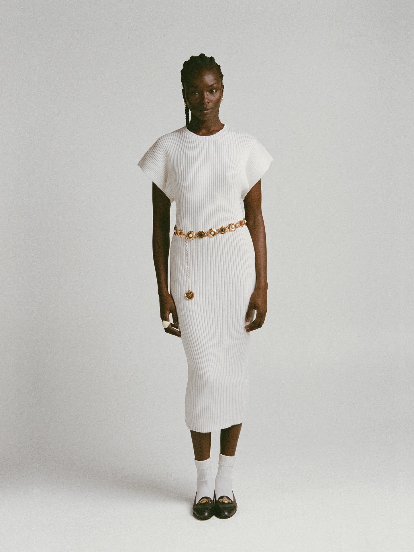 Column Knit Dress - Off White